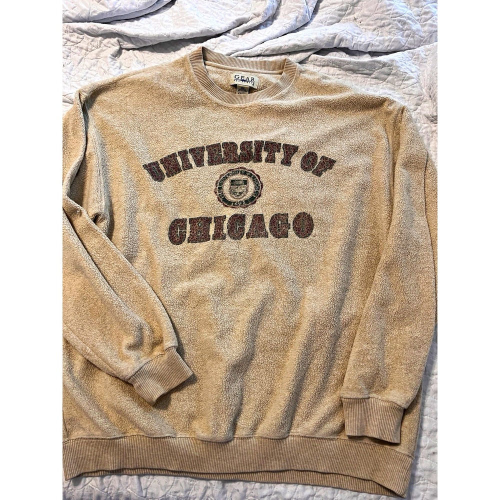 Vintage 90s University of Chicago Sherpa Fleece Crewneck Gear for Sports M